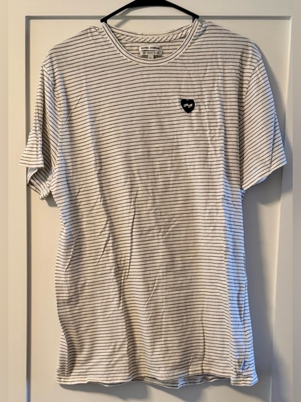 Banks Journal Striped Tee XL White Black Heart Logo Surf Skate Cotton
